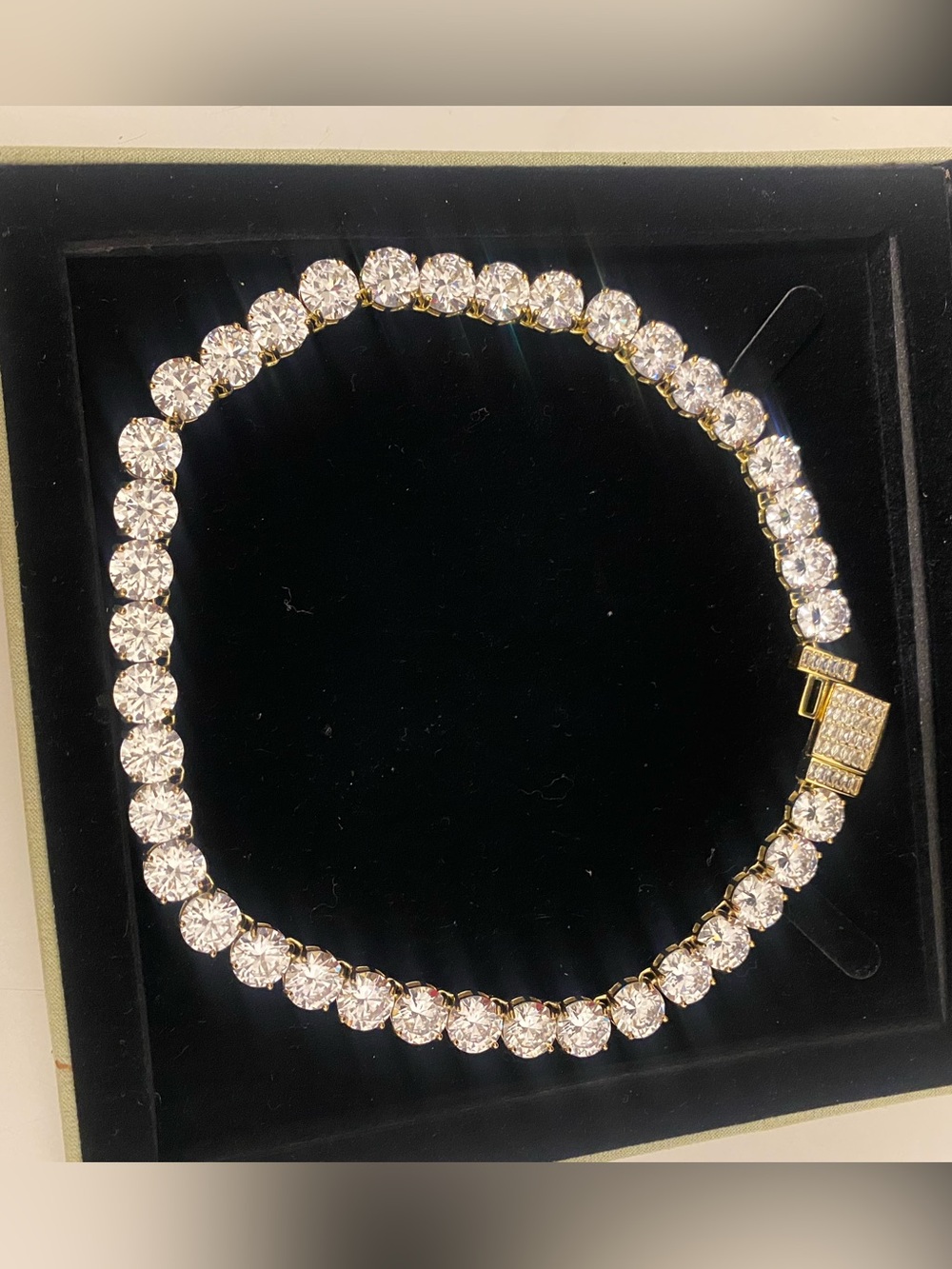 Gold Tennis Necklace with Clear Stones (NO BOX )